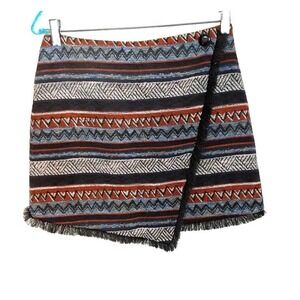 Sam Edelman Mini Wrap Woven Skirt Size 2 Geometric